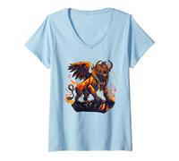 Femme Créatures mythiques - Chimère/Lamassu T-Shirt avec Col en V