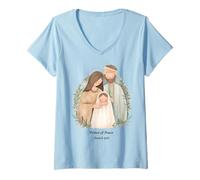 Femme Crèche de Noël bohème Prince de la Paix T-Shirt avec Col en V