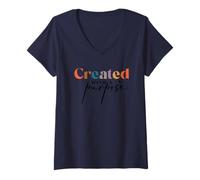 Femme Créé avec Une Inspiration de Foi chrétienne T-Shirt avec Col en V