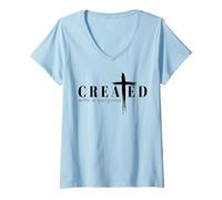 Femme créé dans Un But : versets chrétiens, Foi, Bible, jésus T-Shirt avec Col en V
