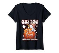 Femme Creep It Cosy SNUGLE SEASON IS SCARY GOOD fantôme Halloween T-Shirt avec Col en V