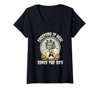 Femme Creeping It Real Since The 50's Halloween Undead Fabulous T-Shirt avec Col en V