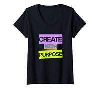 Femme Créez avec Un Objectif et Un état d'esprit motivationnel T T-Shirt avec Col en V