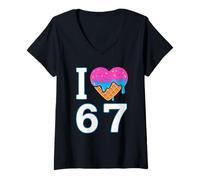 Femme Crème glacée I Love 67 Meme Heart 6 7 Merch Stuff Six Seven T-Shirt avec Col en V