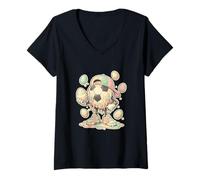 Femme Crème glacée Pastel Drip Drip pour Enfants Soccer Easter Egg Hunt T-Shirt avec Col en V