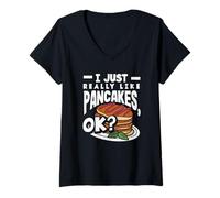 Femme Crêpes, j'aime vraiment les crêpes, OK T-Shirt avec Col en V