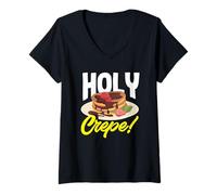 Femme Crêpes sacrées amusantes pour les amateurs de petit déjeuner T-Shirt avec Col en V