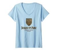 Femme Crest Jeanne d'arc Orléans France 1412-1431 Bronze T-Shirt avec Col en V