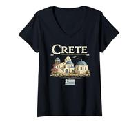 Femme Crète Grèce Village de Voyage île Grecque T-Shirt avec Col en V