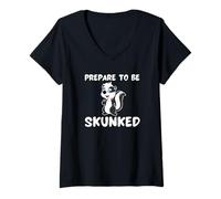 Femme Cribbage Vintage rétro Amusant Prepare to Be Skunked T-Shirt avec Col en V