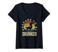 Femme Cribbage Vintage rétro Amusant Prepare to Be Skunked T-Shirt avec Col en V