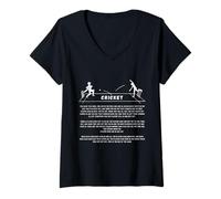 Femme Cricket Explained The Rules of Cricket Funny Cricket Blague T-Shirt avec Col en V