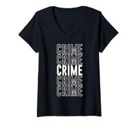 Femme Criminalité T-Shirt avec Col en V