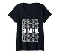 Femme Criminel T-Shirt avec Col en V