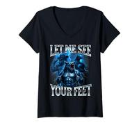 Femme Cringe Alpha Wolf Laisse-Moi Voir tes Pieds bizarrement T-Shirt avec Col en V