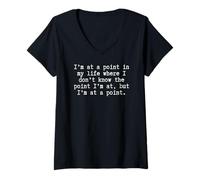 Femme Crise existentielle Amusante Life Quote Quarter/Crise de la quarantaine T-Shirt avec Col en V