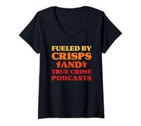 Femme Crisps and True Crime Funny I Love Crisps and True Crime T-Shirt avec Col en V