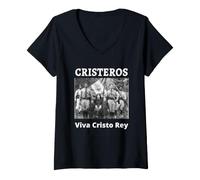 Femme Cristeros Cristiada Viva Cristo Rey T-Shirt avec Col en V