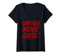 Femme Critique de Film drôle Non payé pour Amateur de Films cinéma Humour T-Shirt avec Col en V