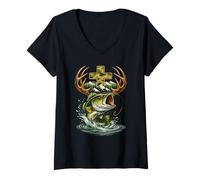 Femme Crochet Camo Faith pour la Chasse et la pêche Christian Jesus T-Shirt avec Col en V