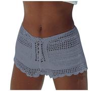 Femme Crochet Dentelle Short De Bain Couleur Unie Bas Bikini Shorts De Plage Femme Crochet Dentelle Board Shorts Élégant Short De Bain Couleur Unie Bas Bikini Hot Pants Bikini Shorts De Plage
