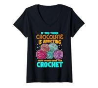 Femme Crochet Theme Design Meme for Crochet Lovers T-Shirt avec Col en V