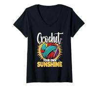 Femme Crochet Tricot Crochet Your own Sunshine T-Shirt avec Col en V