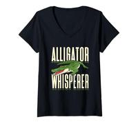 Femme Crocodile de Floride Alligator Whisperer Hunter Lover Keeper T-Shirt avec Col en V