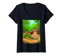 Femme Crocodile du Nil rivières d'Afrique, Bande dessinée Mignonne T-Shirt avec Col en V
