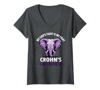 Femme Crohn's Awareness Mom My Son's Fight Support T-Shirt avec Col en V