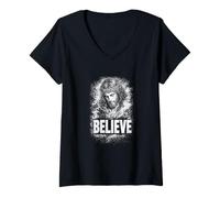 Femme Croire Jésus-Christ Foi chrétienne Religieuse T-Shirt avec Col en V