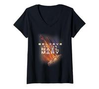 Femme Crois au Je Te salue Marie T-Shirt avec Col en V