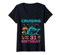 Femme Croisière dans Mon 31e Anniversaire Squad Croisière Vacances T-Shirt avec Col en V