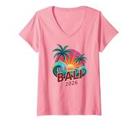 Femme Croisière de Vacances pour Mamans en 2026 Entre sœurs à Bali et Escouade Assortie T-Shirt avec Col en V