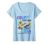 Femme Croisière Ensemble à Antigua, Bateau et Vacances avec Les Dauphins T-Shirt avec Col en V