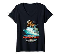 Femme Croisière familiale 2026 à Bord du Navire, C'est Un Voyage en Alaska T-Shirt avec Col en V