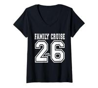 Femme Croisière familiale 2026 Équipe Assortie Groupe d'amis Vacances d'équipe T-Shirt avec Col en V