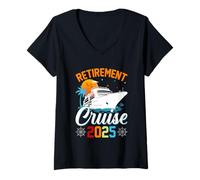 Femme Croisière Retraite 2025 Sunny Escape T-Shirt avec Col en V