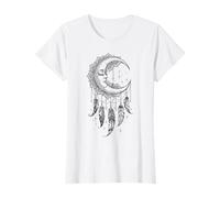 Femme Croissant de lune mystique avec mandala et attrape-rêves T-Shirt