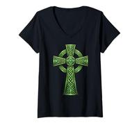 Femme Croix Celtique chrétienne écossaise celte Irlandaise Irlandaise T-Shirt avec Col en V