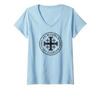 Femme Croix de Jérusalem pour la Plus Grande Gloire de Dieu Black Aged T-Shirt avec Col en V