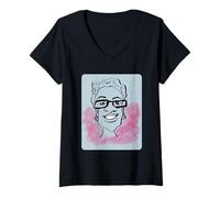 Femme Croquis de Caricature - Autoportrait | Illustration à l'encre T-Shirt avec Col en V