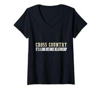 Femme Cross Country, Relation Longue Distance - Marathon Running T-Shirt avec Col en V