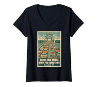 Femme Cross That Bridge When You Come to IT Cape COD Hommes Femmes T-Shirt avec Col en V
