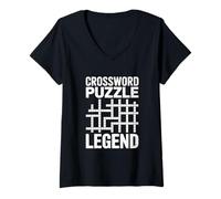 Femme Crossword Puzzle Legend Cruciverbalist Fan De Mots Croisés T-Shirt avec Col en V