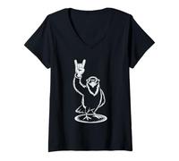 Femme Crow Raven Punk Rock Rock et Heavy Metal T-Shirt avec Col en V