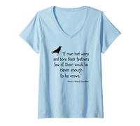 Femme Crow Shirt If Men Had Wings Clever Crow Citation T-Shirt avec Col en V