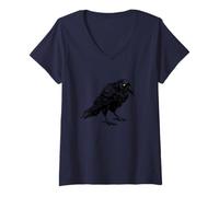 Femme Crow T-Shirt avec Col en V