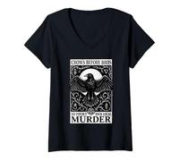 Femme Crows Before Bros Gothic Crow Witch Goth Raven Witchy Women T-Shirt avec Col en V