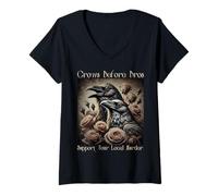 Femme Crows Before Bros soutient votre meurtre local T-Shirt avec Col en V